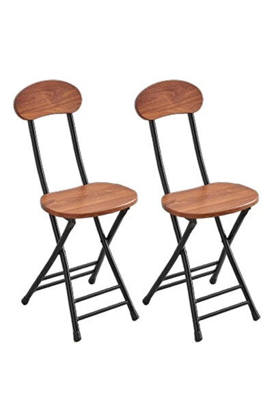 NKX مجموعة من كرسيين قابلين للطي مع مقعد خشبي ومسند ظهر، صغير الحجم وأنيق