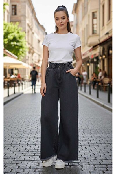 St.Poll Pantaloni de damă cu talie înaltă, cu ciucuri și picior larg