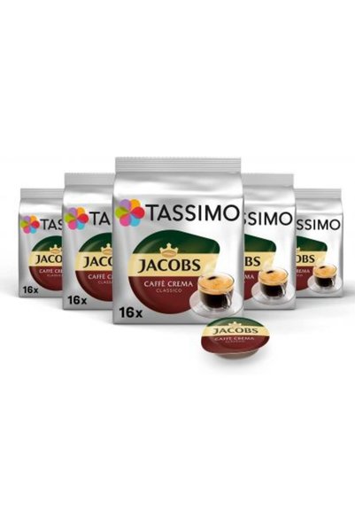 tassimo Set x 5pachete cafea Jacobs Caffe Crema Classico, 16 capsule