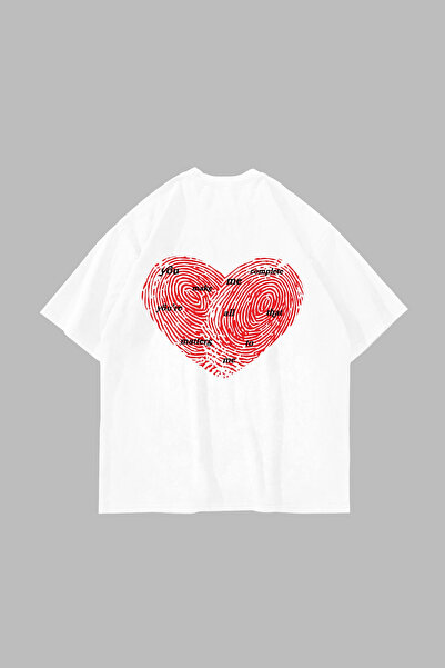 Sekizbiraltı You Make Me Complete Printed Oversized Unisex White Tshirt