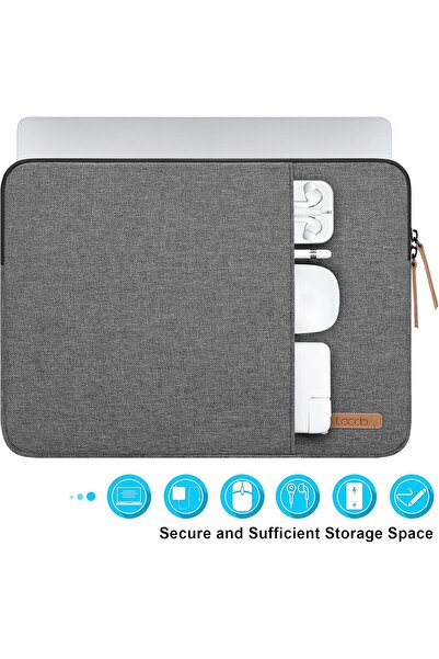 Lacdo 360° Protective Laptop Sleeve Case for 13-inch MacBook Air/Pro with Accessory Bag, Dark Gray