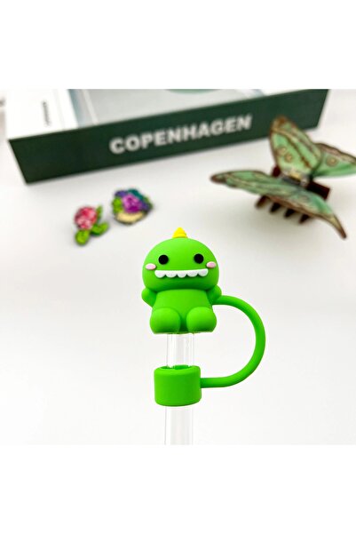 Besify Stanely Uyumlu Pipet Tıpası Dinozor Pipet Tıpası Quencher Pipet Tıpası Dinozor Figürlü Pipet Tıpası