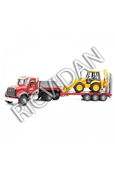 Bruder MACK Truck with Low Platform and JCB 4CX Backhoe Loader, 2813