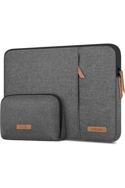 Lacdo 360° Protective Laptop Sleeve Case for 13-inch MacBook Air/Pro with Accessory Bag, Dark Gray