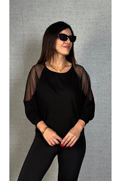 Wear Up Women's Shoulder Mesh Detail Fakir Sleeve Blouse