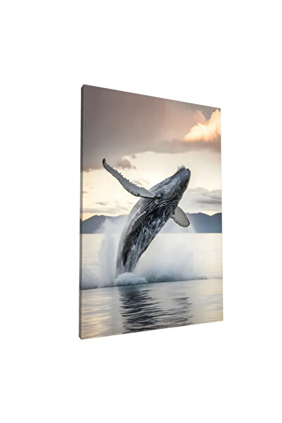 PozaTablou Balenă cu cocoașă sărind la apus - Pânză 80x120 cm