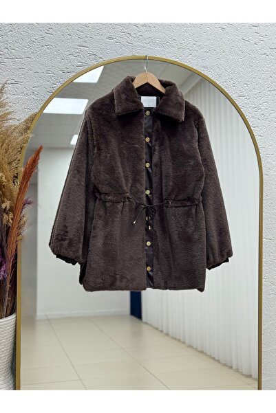 BENAHOLL Palton de pluș cu închidere cu apăsare Bemesia-BN8599 maro