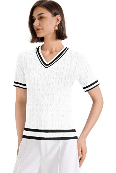 youknitwear you Kathy 100% Cotton V-Neck Women's Knitwear Sweater