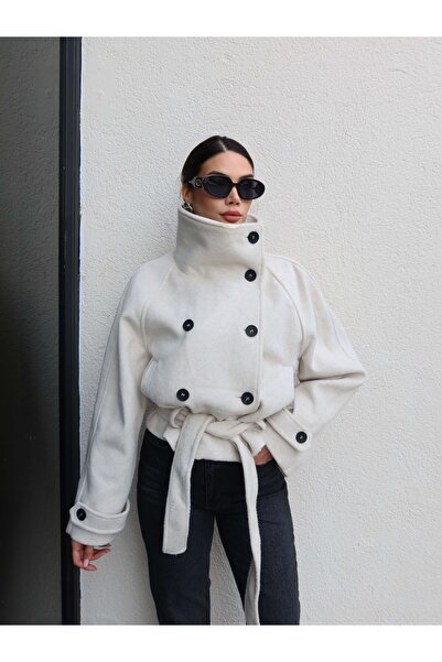 ESRAHELVACI Mock Neck Short Cashmere Coat