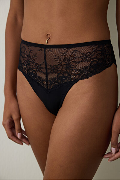 Penti Black Daisy Floral High Waist Slip Panties