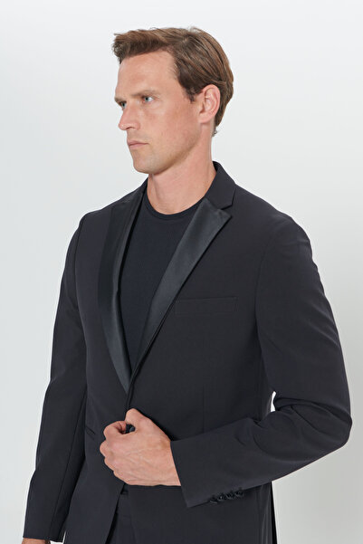 ALTINYILDIZ CLASSICS Erkek Siyah Slim Fit Dar Kesim Mono Yaka Smokin Takım