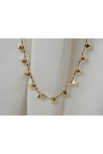 ATELİER TUĞBA Kol108 Pyramid Necklace Gold - 40 cm + 5 cm Extension