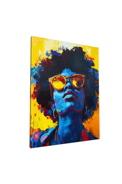 PozaTablou Pictură pe pânză: Portret în stil african cu ochelari galbeni 70x9...