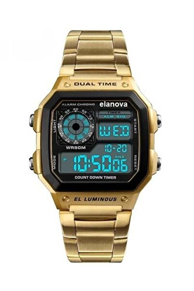 Elanova Digital Men's Wristwatch, Water-Resistant with Stainless Steel Strap – Model EL906