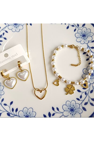 stainless steell Triple Stainless Steel Necklace-Bracelet-Earring Set