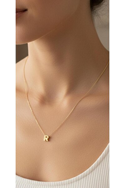 kuyumcu nurettin 1,60 gr (GRAM) R Harfi 3 Boyutlu Kolye Ucu ve Zincir 14 Ayar...