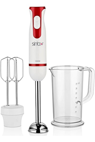 Sinbo SHB-3112 Powerful 1000W Hand Mixer & Blender Set with 2 Speeds, 800ml Bowl – White/Steel
