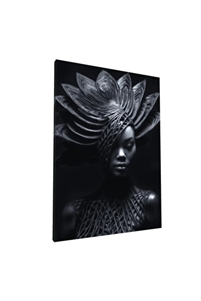 PozaTablou Pictură pe pânză: Portret modern cu elemente florale 70x100 cm