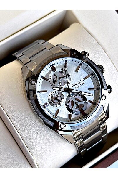 Ferrucci Functional Smoked Color Steel Cord Men's Wristwatch