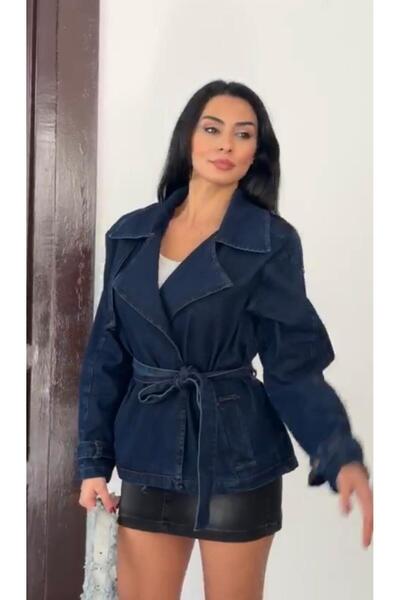 Azda سترة من قماش الدنيم مع حزام موديل كود:3456