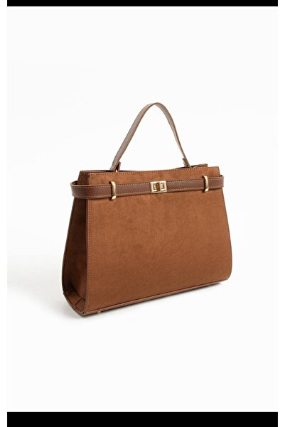 eflanmoda Lock Closure Suede Women's Hand and Shoulder Bag