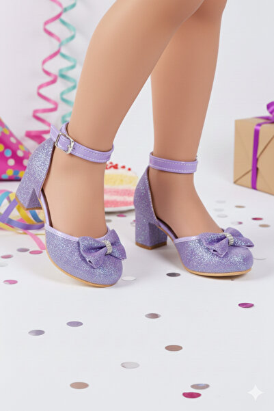 NeSe Shoes Pantofi cu toc prințesă cu fundă pentru fetiță