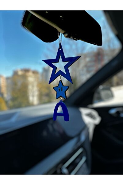 KUKO DESIGN Twinkle Charm Yıldızlı Kişisel Harfli Araba Dikiz Ayna Süsü | Kiş...
