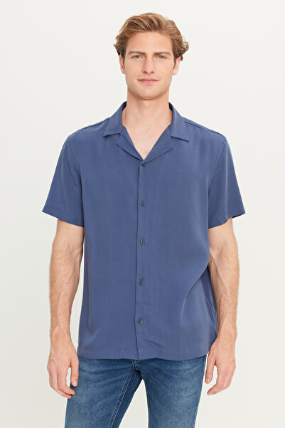 WRANGLER Relaxed Fit Geniş Kesim Yumuşak Dokulu Lacivert Gömlek