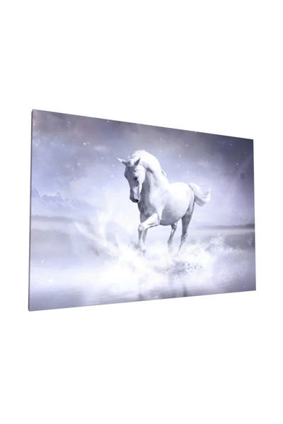 PozaTablou Pictură pe pânză: Cal alb în peisaj înghețat 40x30 cm