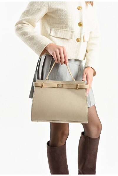 Çanta Trend Women's Stylish Beige Suede Hand and Shoulder Bag