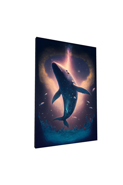 PozaTablou Pictură pe pânză: Balenă în luminile oceanului nocturn - 70x100 cm