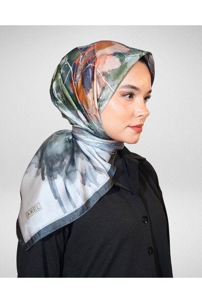 Akel Digital Crystal Scarf Pastel Leaf Pattern