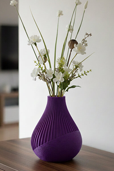 MEK Texture & Line Combination Decor Vase Purple (20X17Cm)