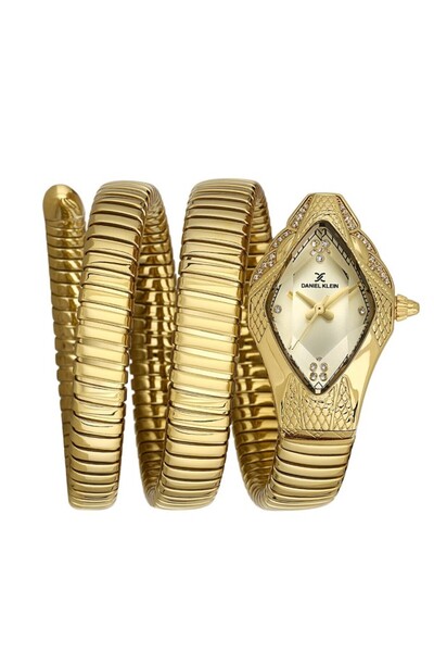 Daniel Klein DK.13.10156-3 Yılan Model 3 Atm Suya Dayanıklı Çelik Kaplama Altın Renk Kadın Kol Saati