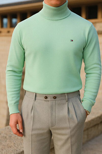 comstar Men's Trendy Winter High-Neck Mint Knit Sweater