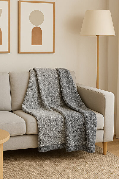 GECE HOME Welsoft Çift Taraflı Yumuşak TV Battaniyesi – Gri 130x180