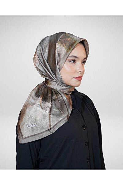 Akel Dijital Kristal Eşarp Pastel Mermer Desenli