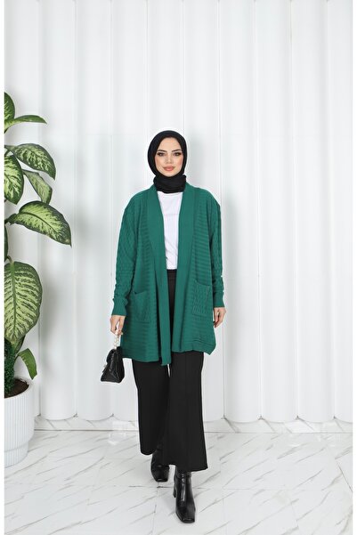 NİSUM MODA Wave Patterned Knitwear Cardigan