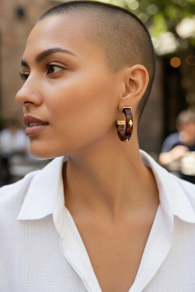 Alyas Aksesuar أقراط دائرية أنيقة على شكل عظمة