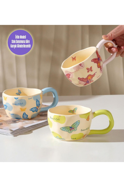 Bam Kelebek Temalı Seramik Kupa