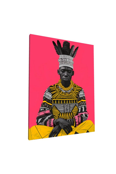 PozaTablou Pictură pe pânză: Portret african cu motive geometrice 70x90 cm