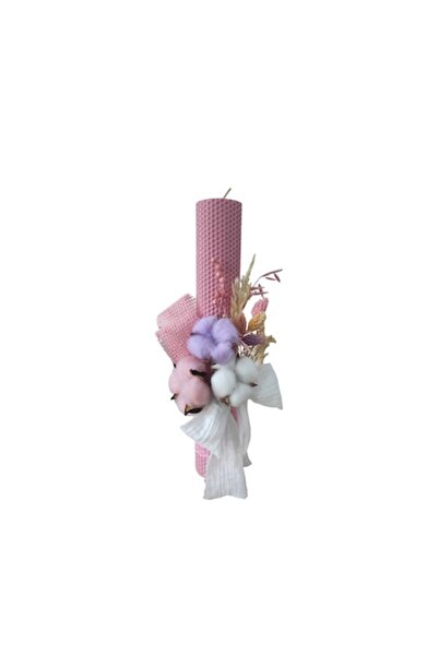 Colorart Atelier Lumanare de botez din ceara naturala de albine roz, 34 cm, C...