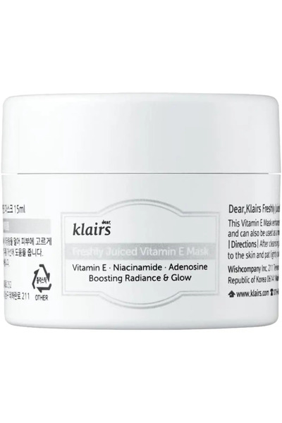 Dear Klairs Freshly Juiced Vitamin Mask Masca de fata crema cu vitamina E 15 ml