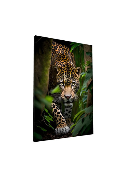 PozaTablou Pictură pe pânză: Jaguar în junglă, Privire intensă 80x120 cm