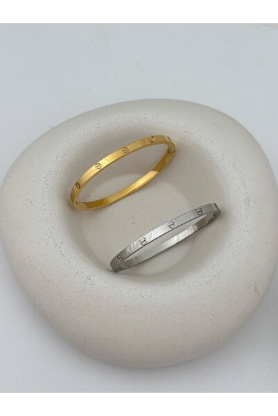 ŞekerAksesuar Çelik İnce Bebe Boy Taşsız Marka Kelepçe Bileklik ( İç Çap : 5....