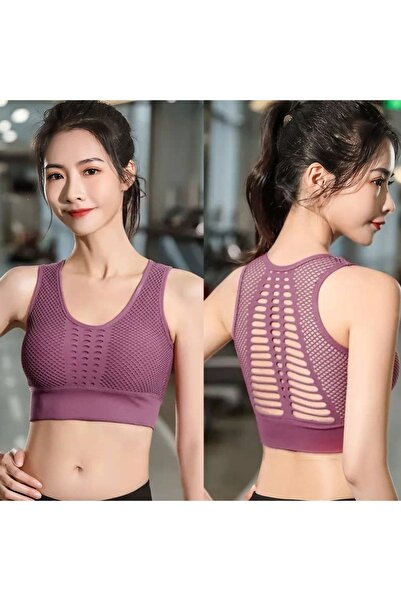 FASHION حمالة صدر رياضية نشطة قابلة للتهوية بظهر شبكي - راحة بدون درزات للحرك...