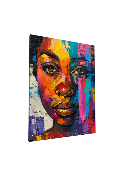 PozaTablou Pictură pe pânză: Portret african în culori vibrante 70x90 cm