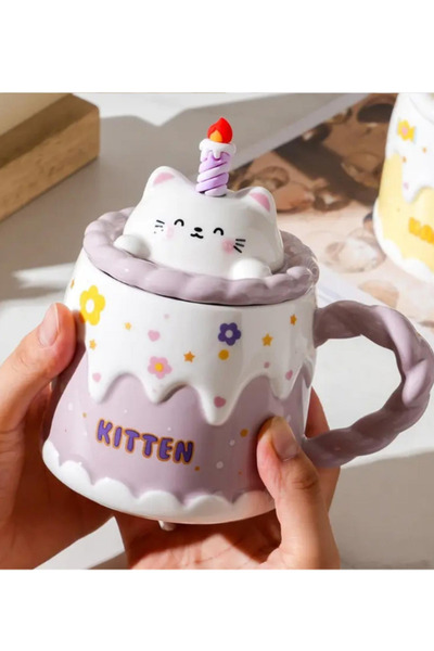 Bam Pasta Kedi Temalı Seramik Kupa