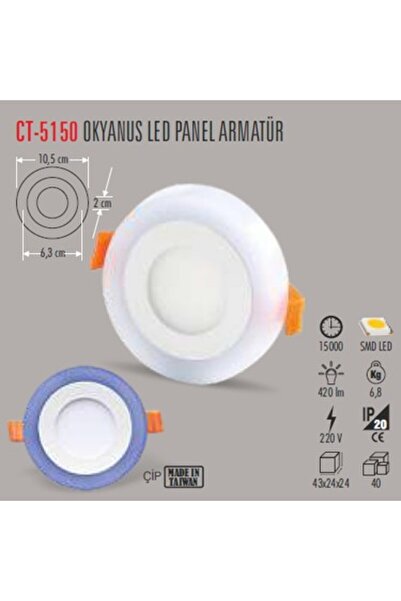 Cata 6W OKYANUS LED PANEL ( ÇİFT RENK )