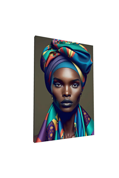 PozaTablou Pictură pe pânză: Portret cu turban în culori vibrante 50x70 cm